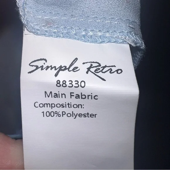 Simple Retro Blue Pink Romantic Bohemian Peter Pan Collar Button Down Top NWT L - Picture 7 of 10